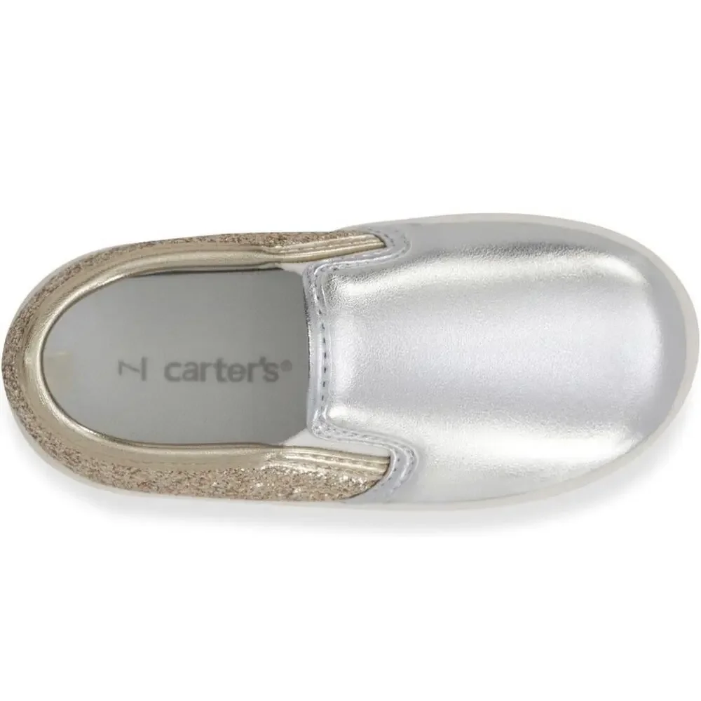 Carter's ,Nettie Slip On Sneakers Silver Gold, Girls 6T